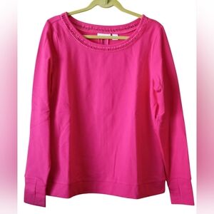 CeeBee Cheryl Burke Pink Azalea French Terry Top With Lattice Trim NWOT Medium